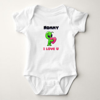 "Mommy I Love U" Cute Baby Alien Heart Romper