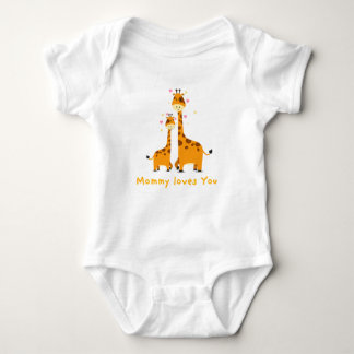 Mommy Loves You – Cute Giraffe Baby Bodysuit