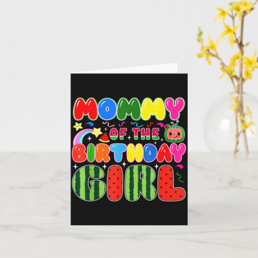 Mommy Of The Birthday Girl Melon Family Matching F Kaart (Gele Bloem)