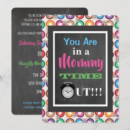 Mommy Time Out "Moms Night Out" Invitation de la f (Devant / Derrière)