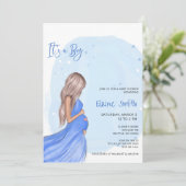 Mommy to Be Blue Its a Boy Baby Shower Invitation (Debout devant)