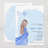 Mommy to Be Blue Its a Boy Baby Shower Invitation (Devant / Derrière)