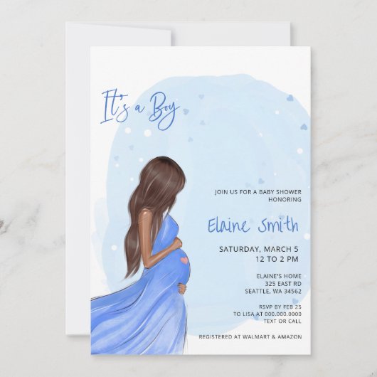 Mommy to Be Blue Its a Boy Baby Shower Invitation (Devant)