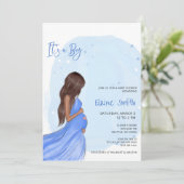 Mommy to Be Blue Its a Boy Baby Shower Invitation (Debout devant)