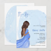 Mommy to Be Blue Its a Boy Baby Shower Invitation (Devant / Derrière)
