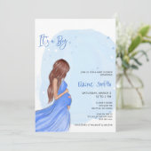 Mommy to Be Blue Its a Boy Baby Shower Invitation (Debout devant)