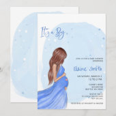 Mommy to Be Blue Its a Boy Baby Shower Invitation (Devant / Derrière)