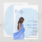 Mommy to Be Blue Its a Boy Baby Shower Invitation Kaart (Voorkant / Achterkant)