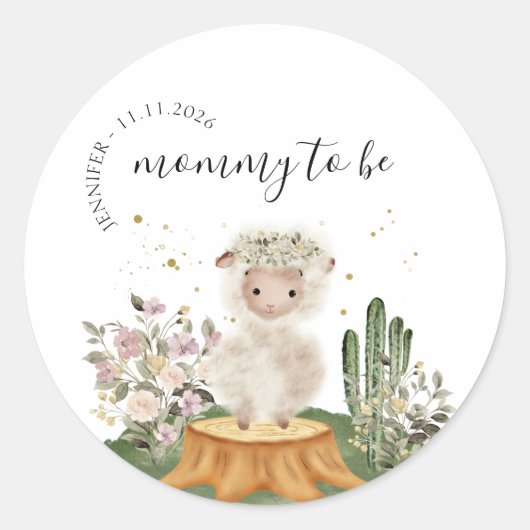 Mommy to be woodland animal ronde sticker (Voorkant)