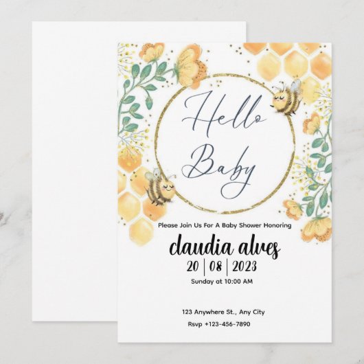Mommy to Bee Baby Shower Invitation  (Devant / Derrière)