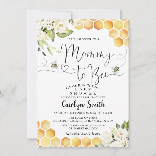 Mommy to Bee Baby shower Invitation (Devant)