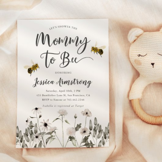 Mommy to Bee Baby shower Invitation