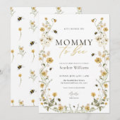 Mommy to Bee Baby shower Invitation Fleur de miel (Devant / Derrière)