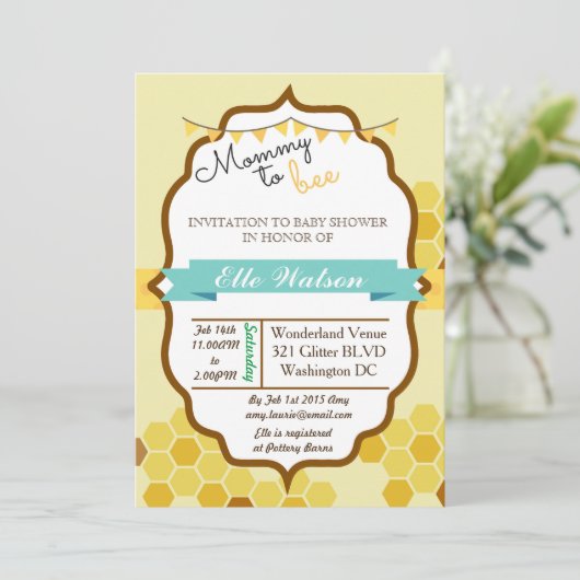 Mommy to Bee Baby Shower Invitations (Debout devant)