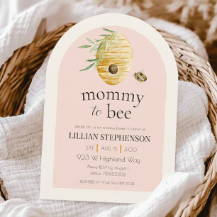 Mommy To Bee Blush Roze Hommeltje Baby Shower Kaart