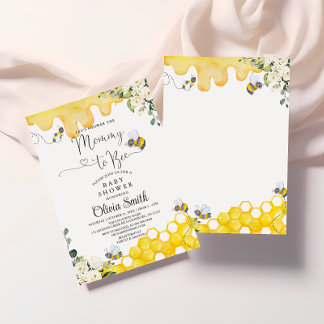 Mommy to Bee Floral Baby shower Invitation