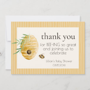 Mommy To Bee Gestreept Gele Honingbij Baby Shower  Bedankkaart