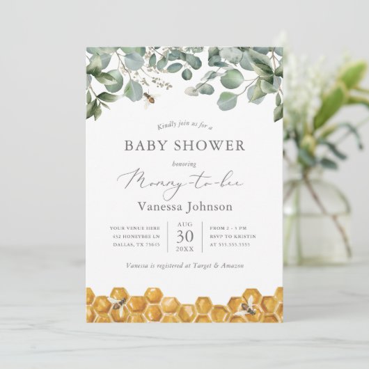 Mommy to Bee Green Baby shower Invitation (Debout devant)
