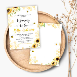 Mommy To Bee Lettering & Honeycomb Baby Shower Uit Kaart