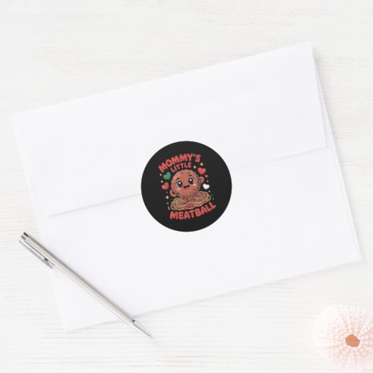 Mommy's Little Meatball Love Italian Kid Funny Ronde Sticker (Envelop)