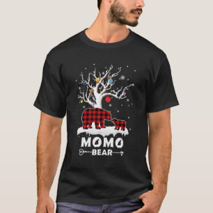 Momo Beer Pajama Red Plaid Buffalo Familie Gift vo T-shirt