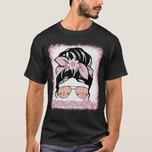 Momo Messy Bun Bleaches Groovy Hippie Flower Mothe T-shirt