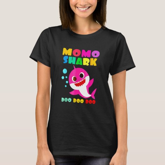 Momo Shark Mama Kinder Familie Moederdag T-shirt (Voorkant)