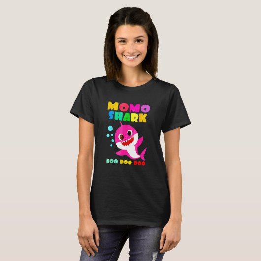 Momo Shark Mama Kinder Familie Moederdag T-shirt (Voorkant volledig)