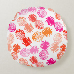 Momona Hawaiian Tropische ananas omkeerbaar Rond Kussen
