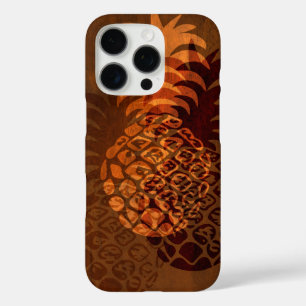 Momona Pineapple Hawaiian Tropical Faux Wood iPhone 16 Pro Hoesje