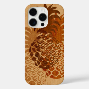 Momona Pineapple Hawaiian Tropical Faux Wood iPhone 16 Pro Hoesje