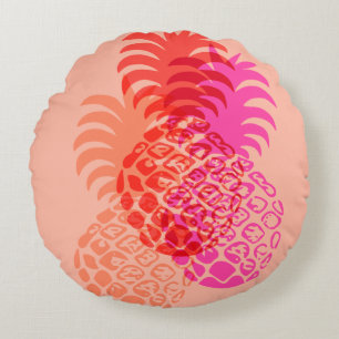 Momona Pineapple Hawaiian Tropisch Omkeerbaar Rond Kussen