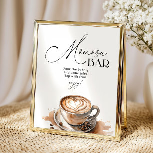 Momosa Bar Baby Is Brewing Coffee Baby Shower Poster