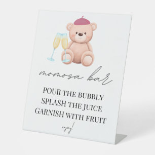 Momosa Bar Bonjour Bebe Frans Baby shower Pedesta Reclamebord Met Voetstuk