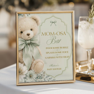 Momosa Bar Bord Sage Groene Teddydbeer Poster