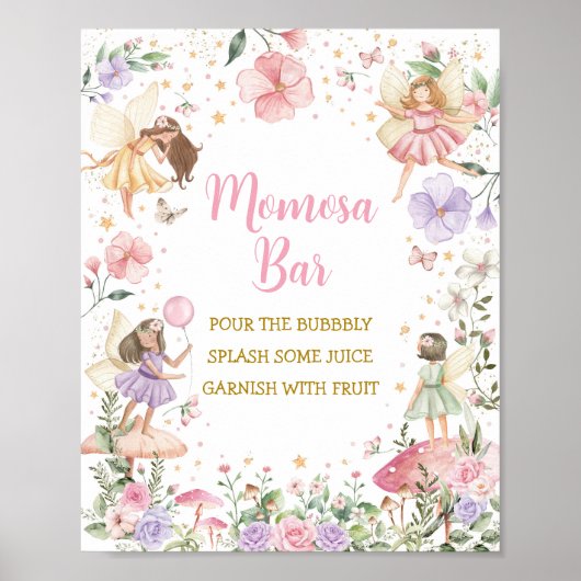 Momosa Bar Floral Fairy Garden Baby Girl Sign Poster (Voorkant)
