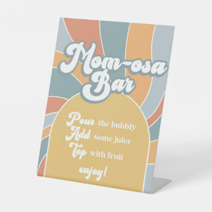 Momosa Bar Groovy Retro Sunshine Baby shower Reclamebord Met Voetstuk