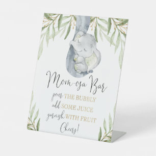 Momosa bar mimosa olifant baby shower teken reclamebord met voetstuk