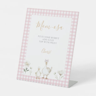 Momosa Bar Vintage Roze Silly Goose Baby Shower Reclamebord Met Voetstuk