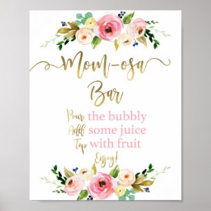 Momosa roze en goudfloranje teken poster