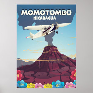 Momotombo Nicaragua vulkaan reisprint. Poster