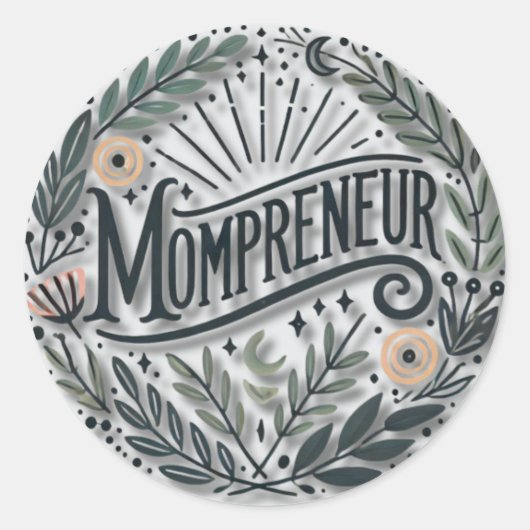 Mompreneur-thema Ronde Sticker (Voorkant)