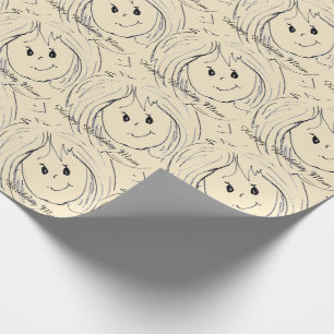 Moms Birthday Animated Face Graphics Cadeaupapier