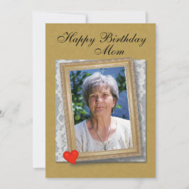 Mom's Birthday framed photo, lace and heart Kaart