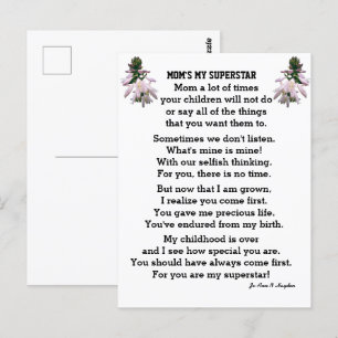 MOM'S BRIEFKAART VAN MIJN SUPERSTAR