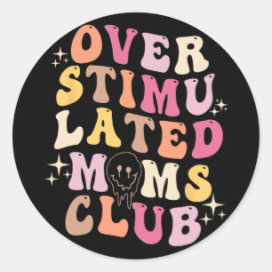 Moms Club Retro Groovy Moederdag Ronde Sticker