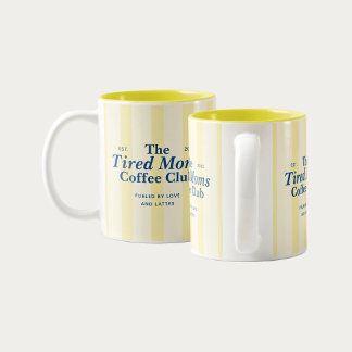 Moms Club Typography Yellow Stripes Tweekleurige Koffiemok