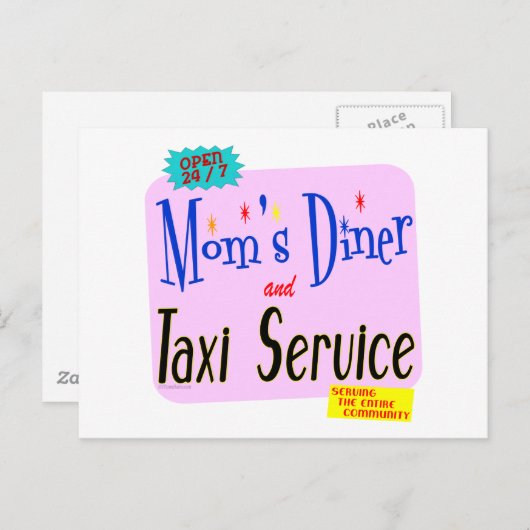 Moms Diner en Taxi Service Funny Gezegde Briefkaart (Voorkant / Achterkant)