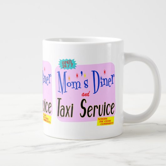 Moms Diner en Taxi Service Retro Gezegde Extra Grote Mok (Rechts)