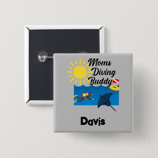 Moms Diving Buddy Design - Square Button (Voorkant /achterkant)